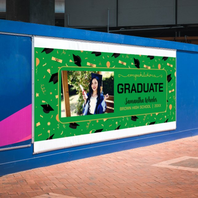 Green Glückwunschs Graduate Custom Foto Abschluss Banner (Von Creator hochgeladen)