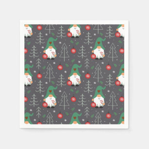 Green Gnome Christmas Tree Ornaments Muster Serviette