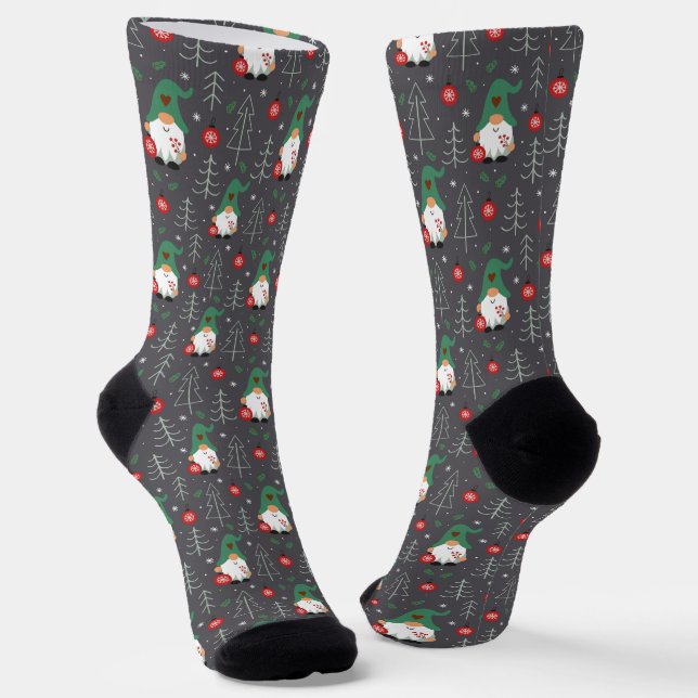 Green Gnome Christmas Tree Ornaments Muster Socken (Gewinkelt)