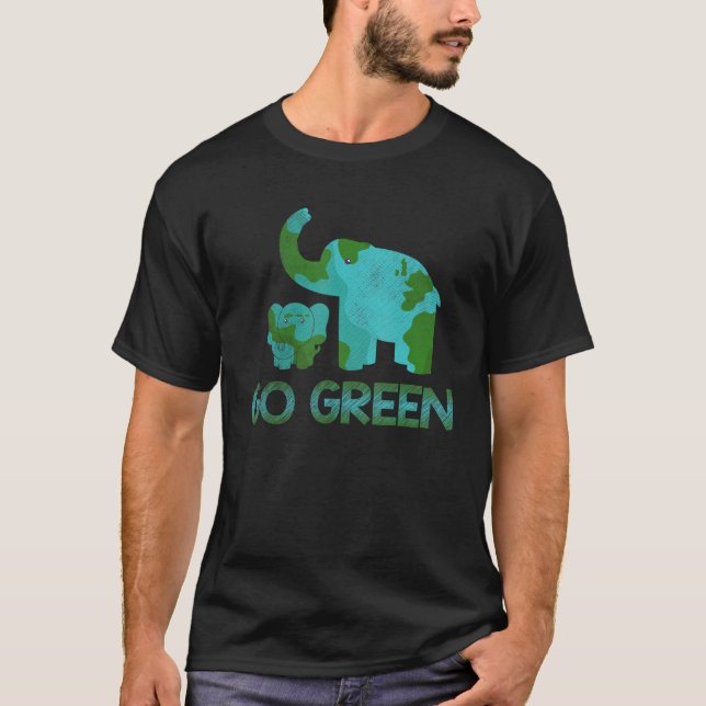 Green Go Elefant Nature Climate Protect Hour Day T-Shirt (Vorderseite)