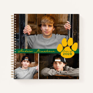 Green & Gold 3 Foto Paw Abschluss Gästebuch Notizbuch