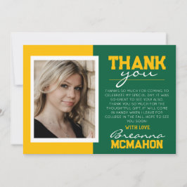 Green & Gold Abschluss Foto Danke Karte