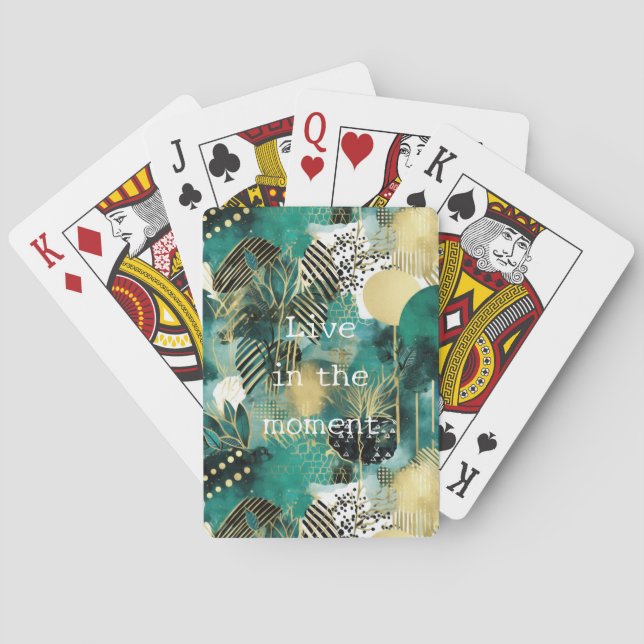 Green Gold Abstrakt Spielkarten (Rückseite)