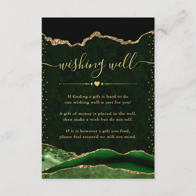 Green & Gold Agate Hochzeit wünschend gut Begleitkarte (Vorderseite)