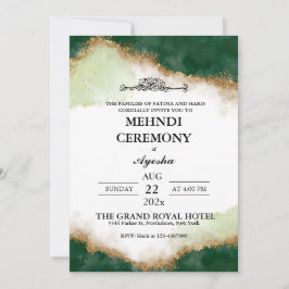Green Gold Agate Islamic Wedding Mehndi Einladung