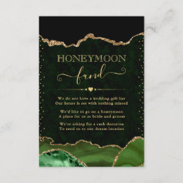 Green & Gold Agate Wedding Honeymoon Fund Begleitkarte