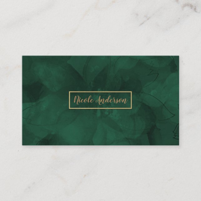 Green Gold Aquarell Blumenglam Elegante Moderne Visitenkarte (Vorderseite)