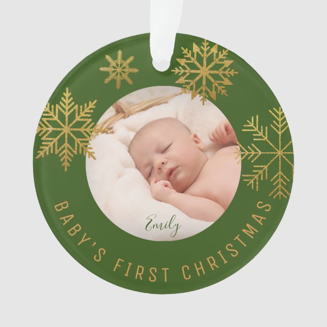 Green Gold Babys Erstes Weihnachtsgeschenk Ornament (Vorderseite)