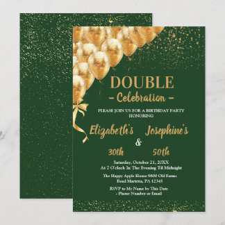 Green Gold Balloons Glitzer Duale Geburtstagsoiree Einladung
