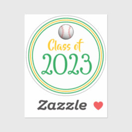 Green & Gold Baseball Class Year Abschluss Aufkleber