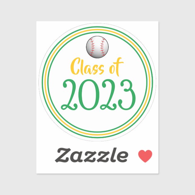 Green & Gold Baseball Class Year Abschluss Aufkleber (Blatt)
