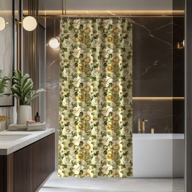 Green Gold Bathroom Curtain Elegant Pastel Chic Duschvorhang (Green Gold Bathroom Curtain Elegant Pastel Chic)