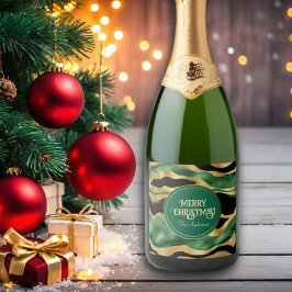 Green Gold Black Glitzer Waves