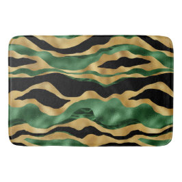 Green Gold Black Glitzer Waves Badematte