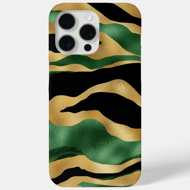 Green Gold Black Glitzer Waves Case-Mate iPhone Hülle (Rückseite)