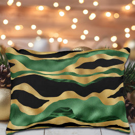 Green Gold Black Glitzer Waves Dekokissen