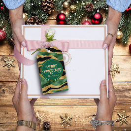 Green Gold Black Glitzer Waves Geschenkanhänger