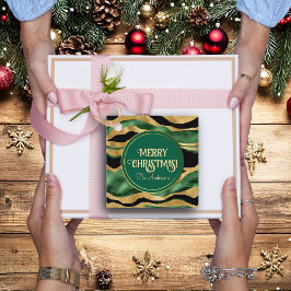 Green Gold Black Glitzer Waves Geschenkanhänger