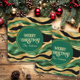 Green Gold Black Glitzer Waves Getränkeuntersetzer