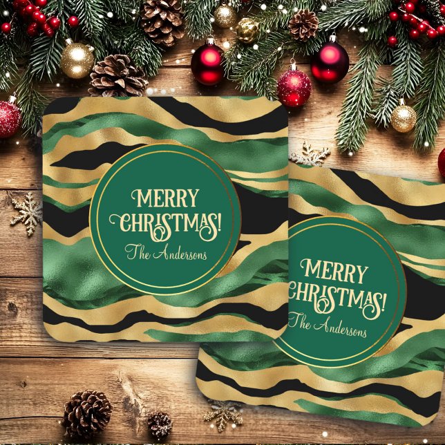 Green Gold Black Glitzer Waves Getränkeuntersetzer (Von Creator hochgeladen)