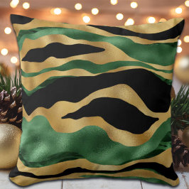 Green Gold Black Glitzer Waves Kissen