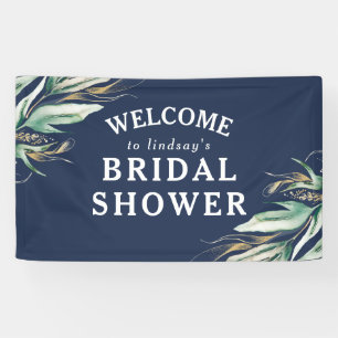 Green Gold Blätter Navy Blue Brautparty Banner