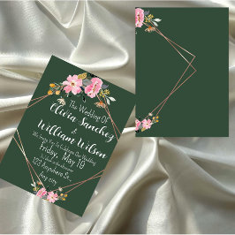 Green Gold Blush Pink Country Wedding  Einladung