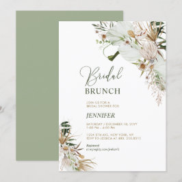 Green & Gold Boho Botanical Bridal Brunch Einladung