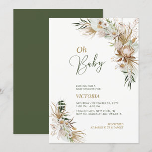 Green & Gold Boho Botanical Oh Baby Dusche Einladung