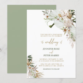 Green & Gold Boho Botanische Hochzeit im Herbst In Einladung