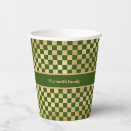 Green Gold Checked Paper Cup Pappbecher