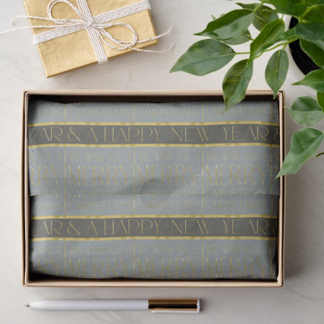 Green Gold Christmas Pattern#35b ID1009 Seidenpapier (Geschenk)
