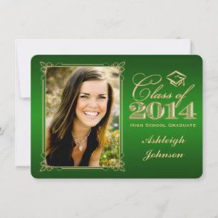 Green, Gold Class of 2014 Foto Grad Invite 2 Einladung