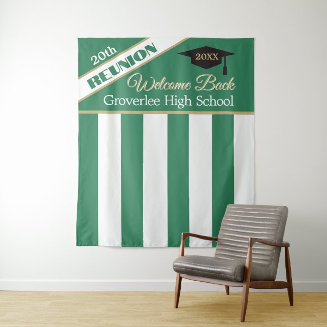 Green & Gold Class Reunion Photo Backdrop Wandteppich (Beispiel)