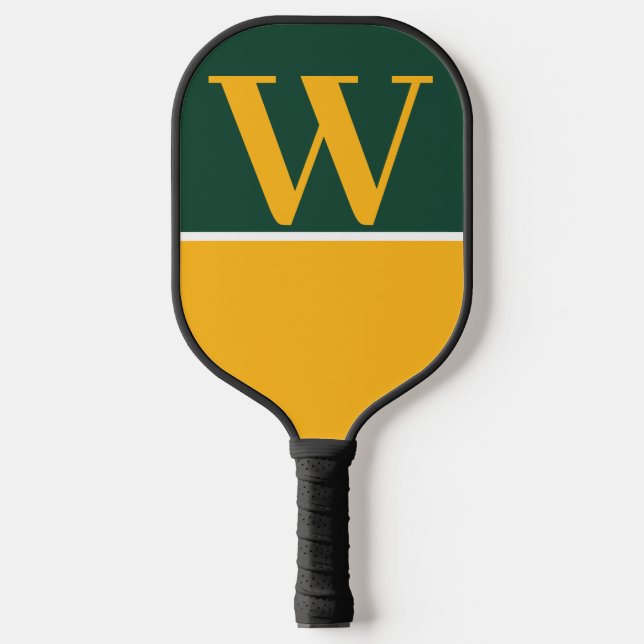 Green & Gold College Monogram Pickleball Paddle (Vorderseite)