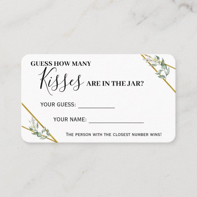 Green Gold Combien de baisers Douche Carte de jeu (Devant)