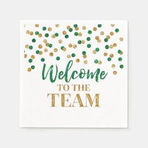 Green Gold Confetti Willkommen im Team Napkins Serviette