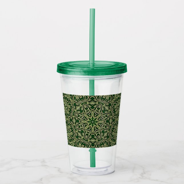 Green Gold Decorative Holiday Acrylic Tumbler Acryltrinkbecher (Vorderseite)