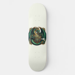 Green & Gold Dragon mit Schild Skateboard