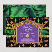 Green | Gold Elegant Floral Mardi Gras Party