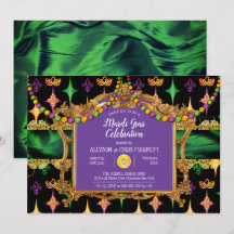 Green | Gold Elegant Floral Mardi Gras Party