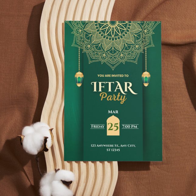 Green Gold Elegant Ramadan Iftar Party Invitation (Green Gold Elegant Ramadan Iftar Party Invitation)