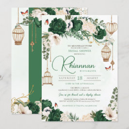 Green & Gold Elegantes Brautparty Blumengarten Einladung