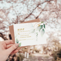 Green & Gold Eucalyptus VAR 1 Wedding RSVP