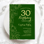 Green Gold Floral 30. Geburtstag Party Einladung<br><div class="desc">Green Gold Floral 30. Geburtstag Party Einladung. Minimalistisch modernes Design mit botanischen Kontur Zeichnungen Akzente,  Imitate Goldfolie und Typografie Drehbuch Schriftart. Einfache,  trendige Einladungskarte für eine stilvolle Damenfeier. Kann für jedes Alter angepasst werden. Gedruckte Zazzle Einladungen oder Sofortdownload digitalen druckbaren Vorlage.</div>