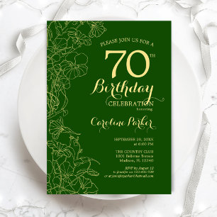 Green Gold Floral 70. Geburtstagsparty Einladung