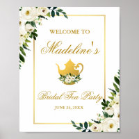 Green Gold Floral Brautparty Tee Party Willkommen