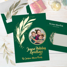 Green Gold Foil Wasserfarben Leaf Foto Weihnachten