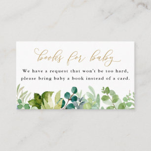 Green & Gold Foliage Books für Babyverpackungskart Visitenkarte