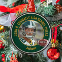 Green Gold Football Player Photo Christmas